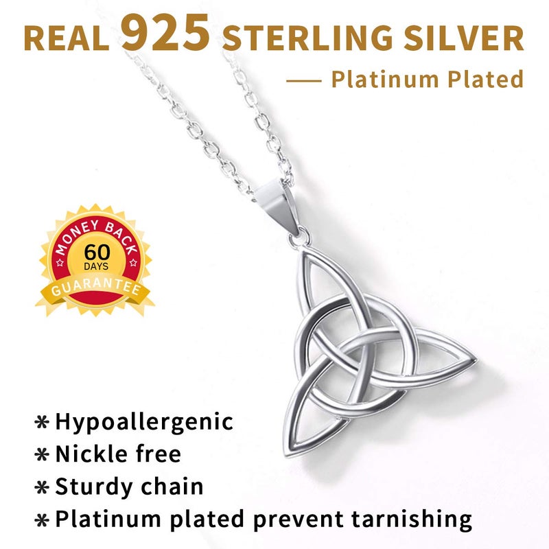 ChicSilver 925 Sterling Silver Pendant Necklaces Dainty Simple Good Luck Irish Celtic Knot Triangle Necklaces - Image 5
